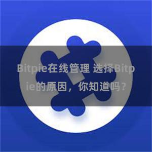 Bitpie在线管理 选择Bitpie的原因，你知道吗？